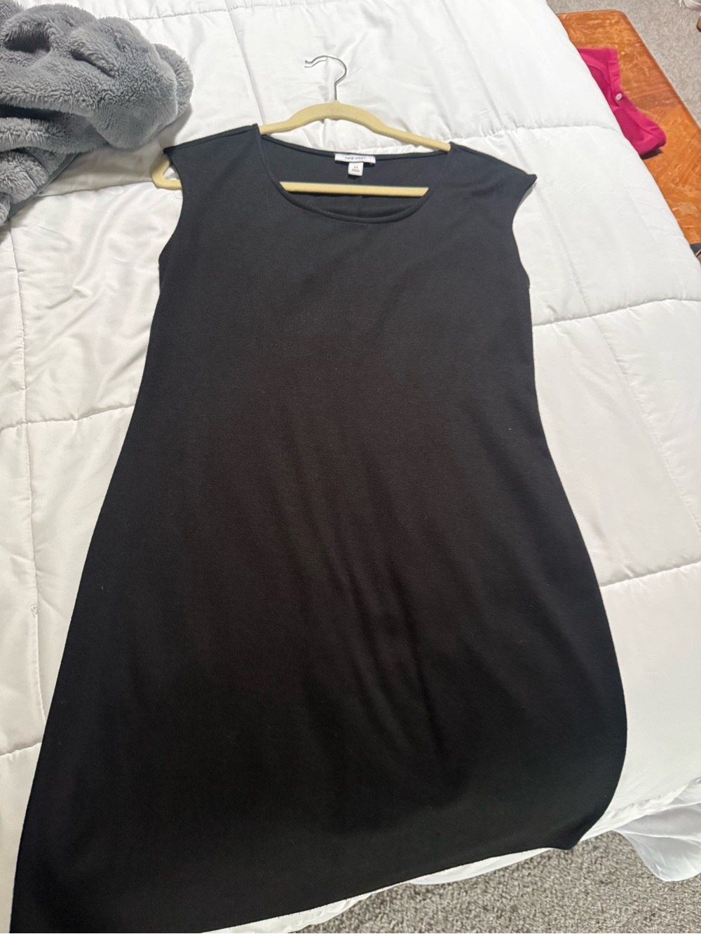 Nine West Black Midi Cap-Sleeve Dress
